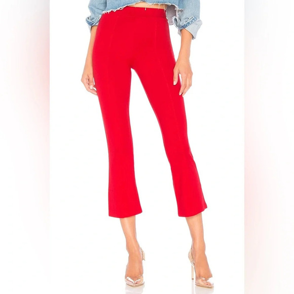 Lovers and Friends Lee Crop Pants Flare wide Leg High rise Waist Red revolve - Picture 1 of 12